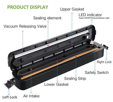 Vacuum Sealer With 15Pcs Bag plus 28cm roll - The Shopsite